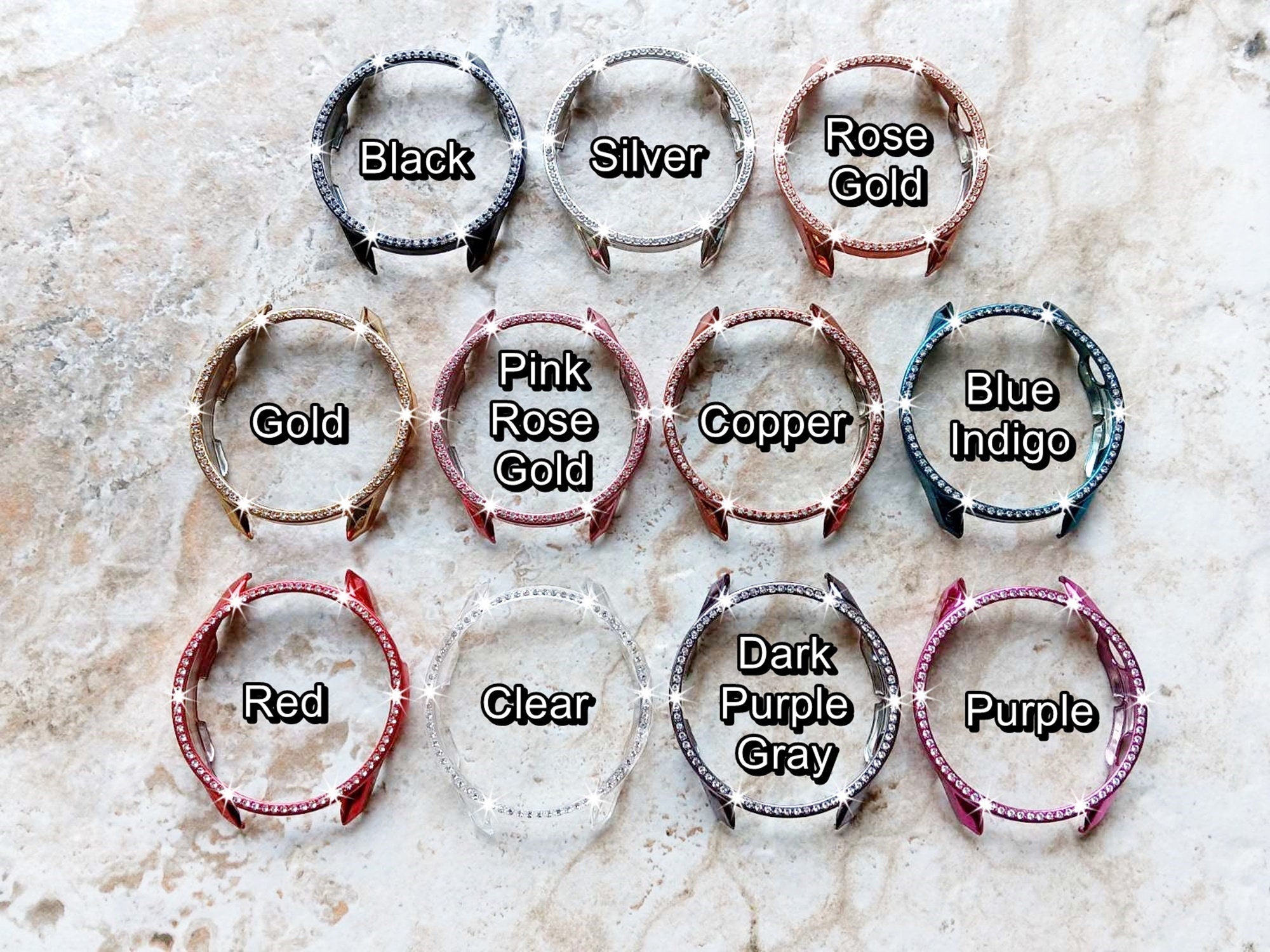 Samsung Watch Crystal Bezel Bling Case Cover for Galaxy Watch 3 45mm Smartwatches Hard Protective Sparkling Guard Bumper Frame